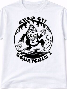 Big Foot Sasquatch Graphic T Shirt Trendy Boutique Style Tee Mens Gift White Top